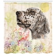 thumbnail image 3 of Cute English Setter Furry Puppy Pet Cartoon Chrysanthemum Flower Shower Curtain, 3 of 3
