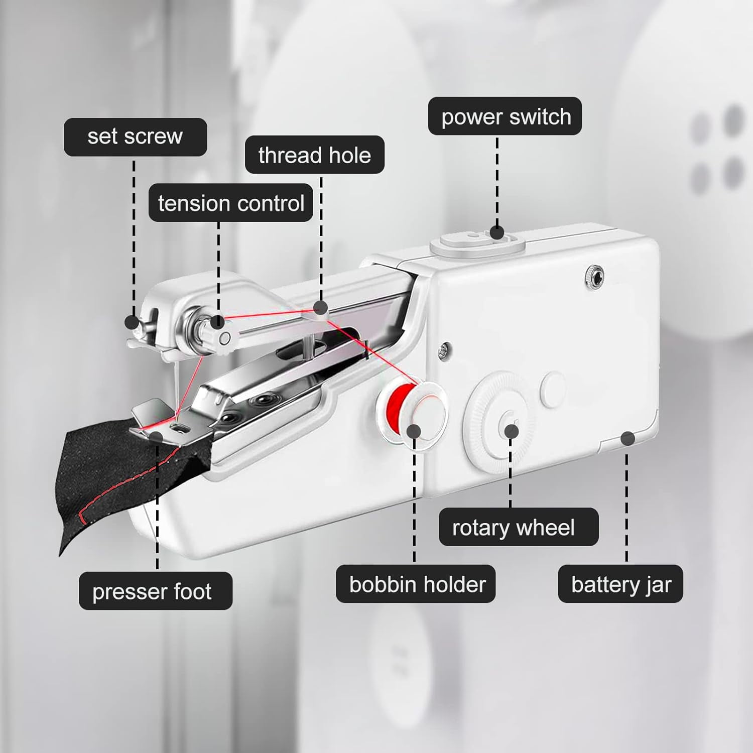 YYhl Handheld Sewing Machine, Mini Handheld Sewing Machine, Portable Sewing Machine Suitable for Home