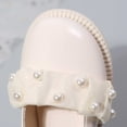 thumbnail image 3 of Xfvqtps Girls Loafers Pearl Lace Bow PU Oxford Mary Jane Dress Shoes New Children's Soft Sole Princess Elementary School Performance Shoes Beige, 3 of 9
