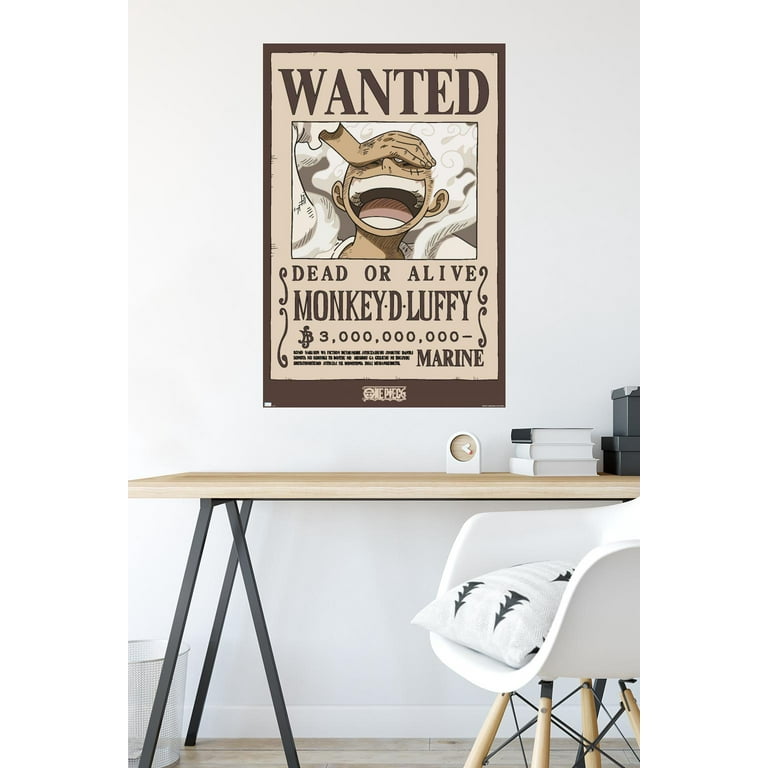 One Piece - Monkey D Luffy Wanted Poster Wall Poster, 22.375