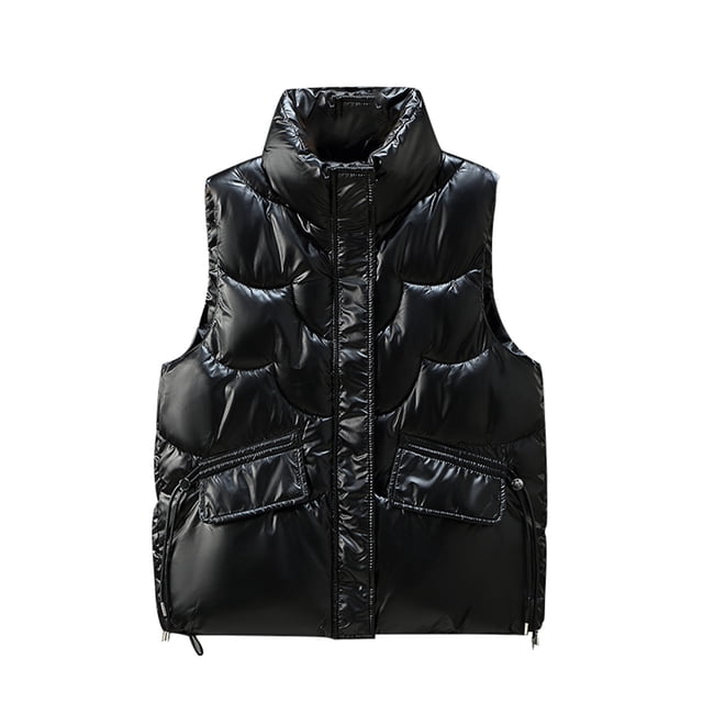Txlixc Chaleco de mujer chaqueta de otoño chaqueta de cremallera de color sólido con bolsillo Txlixc moda