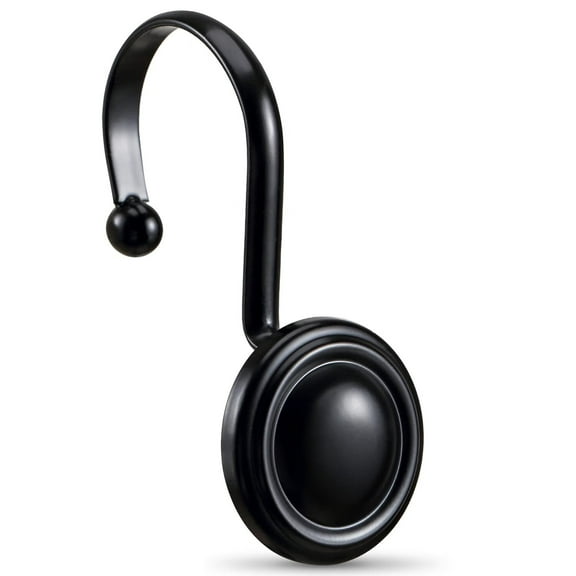 Black Shower Curtain Hooks Rust Proof,Metal Shower Hook Round,Vintage Shower Curtain Rings,Senior Decorative Bathroom Curtain Liner Window Rods Hook,Set of 12