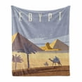 thumbnail image 1 of Vintage Egyptian Print Soft Flannel Fleece Throw Blanket, Retro Touristic Hallmarks Cleopatra, Cozy Plush for Indoor and Outdoor Use, 70" x 90", Ceil Blue Dark Yellow, by Ambesonne, 1 of 5