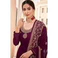 thumbnail image 3 of Sangeet Function Wear Designer Pakistani Indian Sewn Churidar Salwar Kameez Dress ( Purple, 5XL - 52 ), 3 of 5