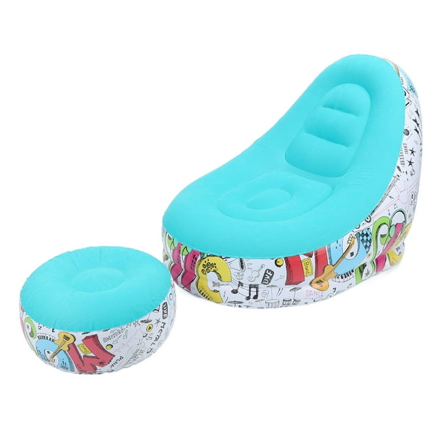 Inflatable Couch, Folding Inflatable Lounger Chair Anti Leak Comfortable for Outdoor Camping Cyan