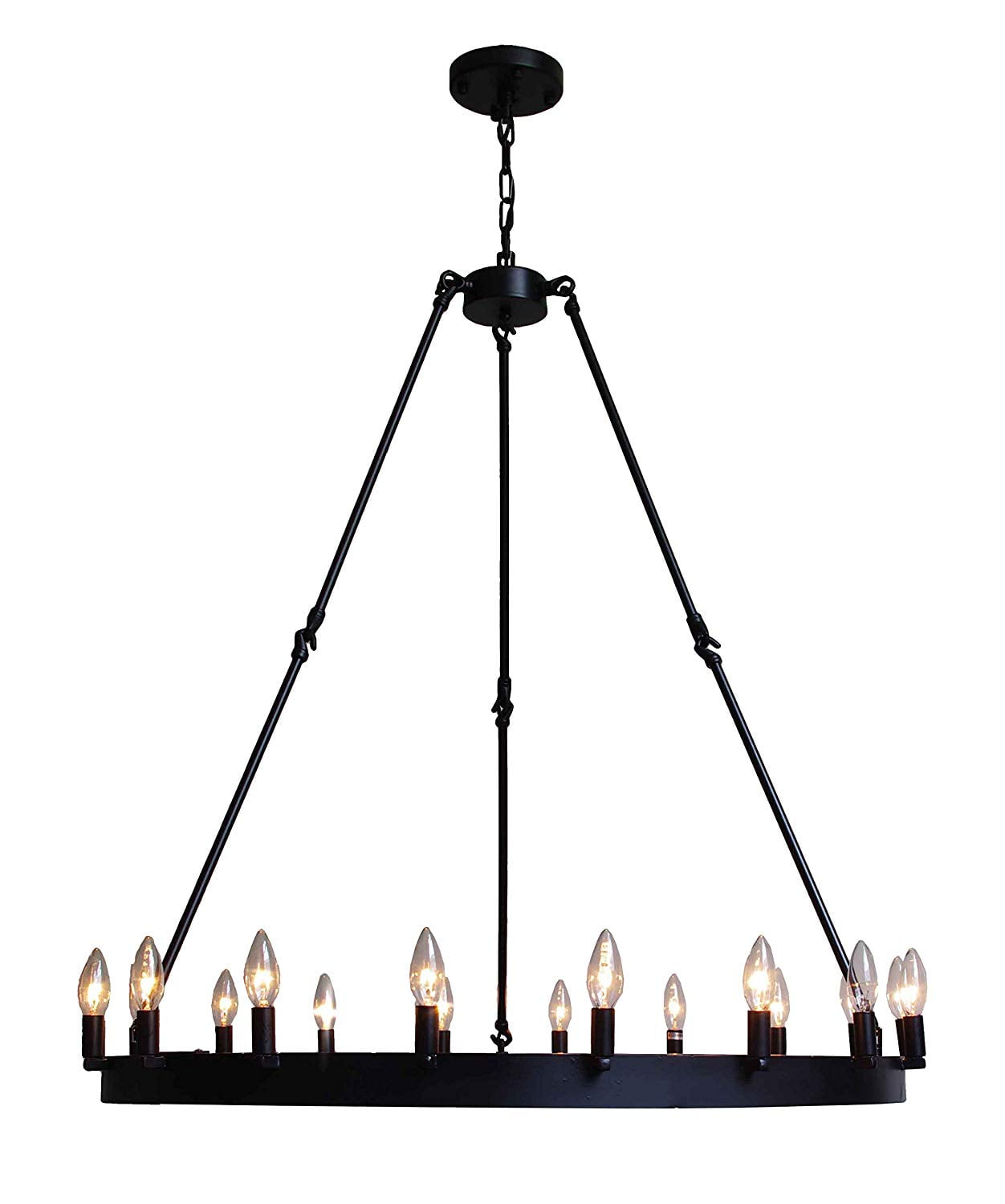 Wrought Iron Vintage Barn Metal castile One Tier Chandelier Chandeliers Industrial Loft Rustic