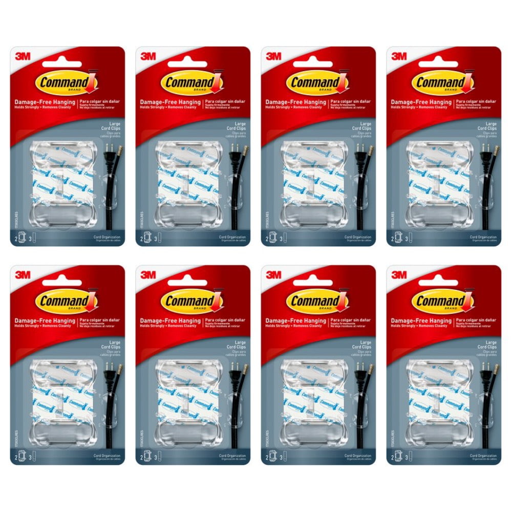 3M Command 17303CLR Large Cord Clips Hooks Extension Cord Computer
