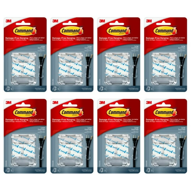 3M Command 17303CLR Large Cord Clips Hooks Extension Cord Computer