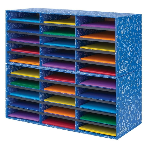 Bankers Box Classroom collection 30-Compartment Literature Organizers 28.5" x 12.375" Blue (3384401)