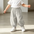 thumbnail image 2 of Curuila Kids Toddler Boys Summer Pants With Pocket Elastic Waistband Solid Color Loose Fit Lightweight Fashion Comfort Trousers Grey Size 2-3 Years, 2 of 6
