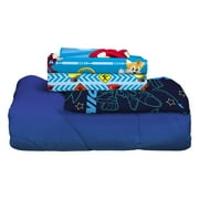Sonic the Hedgehog Kids 4 Piece Blue Reversible Comforter, Bed in a Bag, Twin