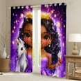 thumbnail image 2 of Castle Fairy Kids Girls Black Girl Princess Blackout Curtains Set of 2 (52x84 Each),Magical Animal Unicorn Window Curtains,Bling Glitter Curtains and Drapes,Super Cozy Room Decor, 2 of 6