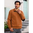 thumbnail image 3 of AIR-Men's Colorblock Pullover Sweaters Long Sleeve Stand Collar Quarter Button Knitted Sweatshirts Quilted Sweatshirt, 3 of 4