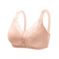 thumbnail image 2 of YWDJ Comfy Bras for Women Back Closures Comfortable Bras No Wires Bras Adjustable Straps Full Coverage Push up Hollow Sleep Bras Padded Plus Size Comfy Bras Wrap Solid Comfy Bras Khaki XL, 2 of 5