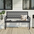 thumbnail image 5 of Dovov Oversized Outdoor Bench, Steel Garden Bench All Weather Patio Bench Outdoor Loveseat Bench for Backyard Porch Garden, Geometric Backrest, Black, 5 of 11