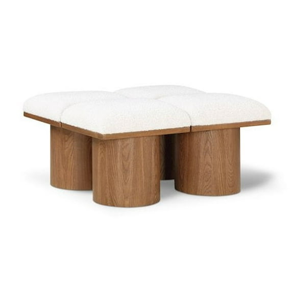 Meridian Furniture Pavilion Cream Boucle Fabric Bench