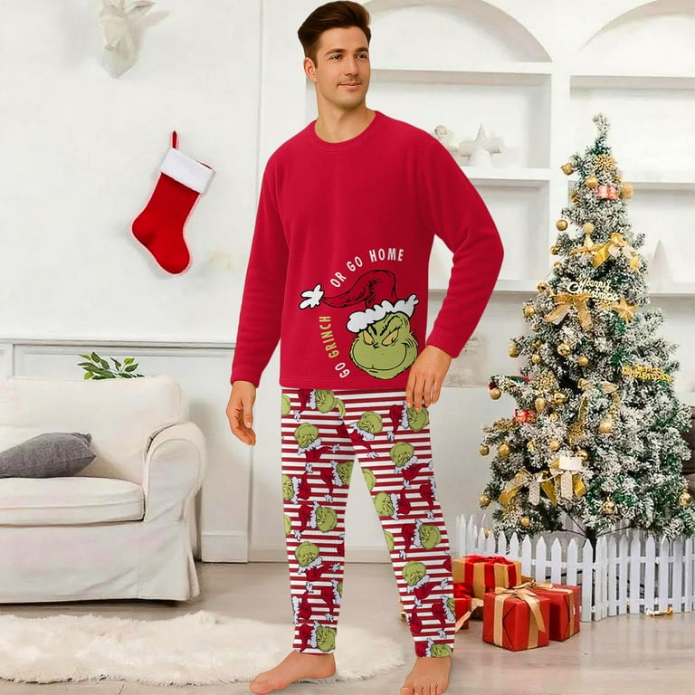 laqbezok Green Mon-ster Christmas Pajamas for Family Red Green