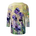 thumbnail image 5 of T-shirts d'Été à Manches 3/4 pour Femmes, Col Rond Décontracté, Imprimé Mode, Blouses de Plage Confortables, Tunique de Printemps, 5 of 5