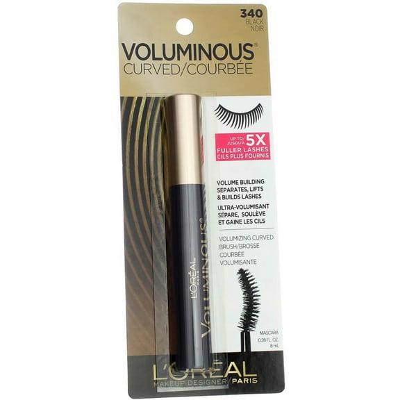 L'Oreal Voluminous Curved Mascara, Black [340], 0.28 oz (Pack of 6)