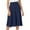 Blue, variant on WENWU Comfy Basic Solid Color Stretch A Line Flared Knee Length Skirt Lace up Skirt Denim Skirts for Women Midi Length
