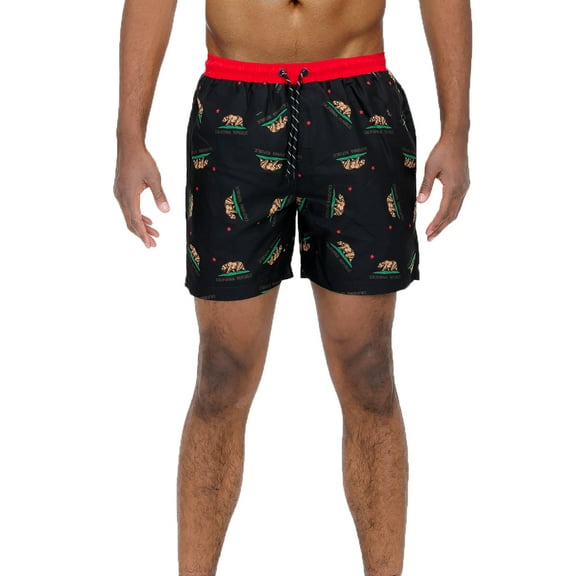 Weiv Men's California Republic Swim Trunks 5.5" Quick Dry Beach Swim Shorts for Men with Mesh Lining