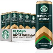 Starbucks Tripleshot Coffee Energy Drink, Rich Vanilla, 11 Fl Oz Cans (12 Pack), Triple Blend, 165Mg Caffeine, B Vitamins, Protein, Iced Coffee