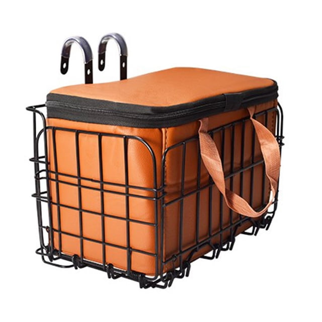 ebike Bike Basket Front/Rear Folding Bicycle Basket with Removable Liner PU Bag