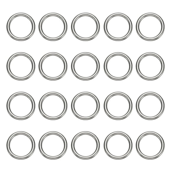 Uxcell 20pcs O Ring Buckles 1-3/16" Dia 0.2" Thickness Stainless Steel Polished Round Ring Buckles Multi-Purpose Buckle Loop Ring for Hardware Bags Belts Craft DIY Accessories, Silver