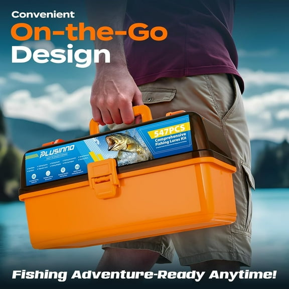 Large 4-Layer Tackle Box with Tackle Included - 547Pcs Fishing Lures Kit for Freshwater Bass Fishing, Gift for Men