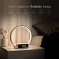 thumbnail image 2 of lámpara de mesa táctil con cargador inalámbrico, lámpara de mesita de noche con reloj, luz de despertador 3 niveles de brillo LED luz nocturna para dormitorio, sala de estar, mesita de noche, 2 of 5