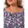 thumbnail image 5 of DARING DIVA Women's Plus Sweetheart Neck Long Sleeve Floral Blouse 4X Purple, 5 of 6