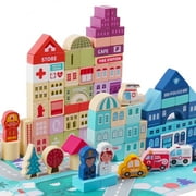 Kesletney Wooden Building Blocks City Construction Stacking Toys for Toddlers 3-8 Year Old, 100 Pcs