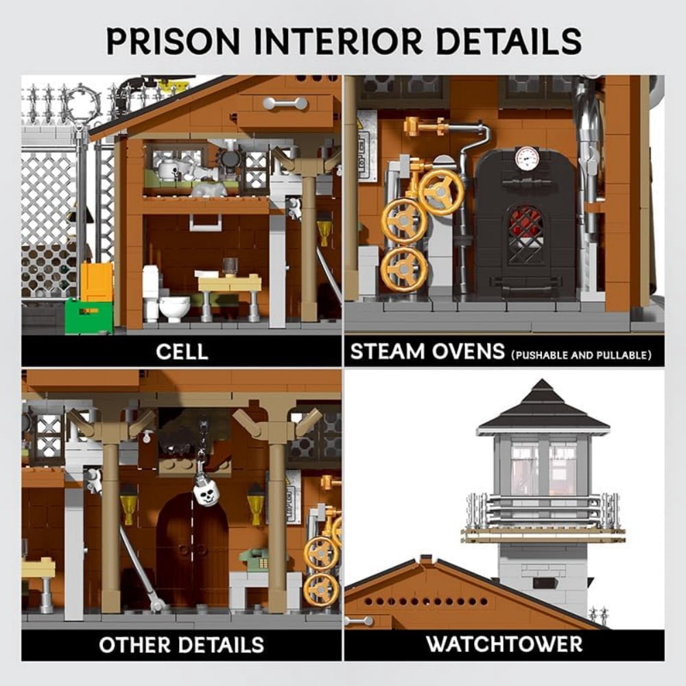 Miniature Post-apocalyptic Prison Building Model Kit - 2288 Pieces, Suitable for Adults 18+, Premium DIY Collectible Gift