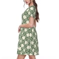 thumbnail image 2 of Naloa Daisy Plaid Green Print Womens Summer A-Line Dress with Pockets,Short Sleeve Dresses,Flowy Beach Swing Dress for Vacation Travel, 2 of 6