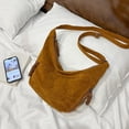 thumbnail image 3 of HUISZJ Faux Suede Crossbody Bag, Retro Dumpling Bag, Large Capacity Crossbody Bag for Women Work Travel Commute (Brown), 3 of 10