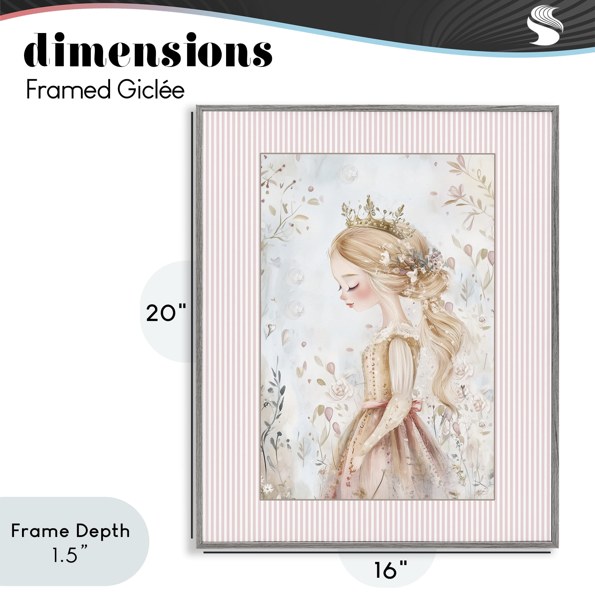 Stupell Industries Enchanted Dreams Princess Gray Framed Giclee Art, design by Christine Simpson Art