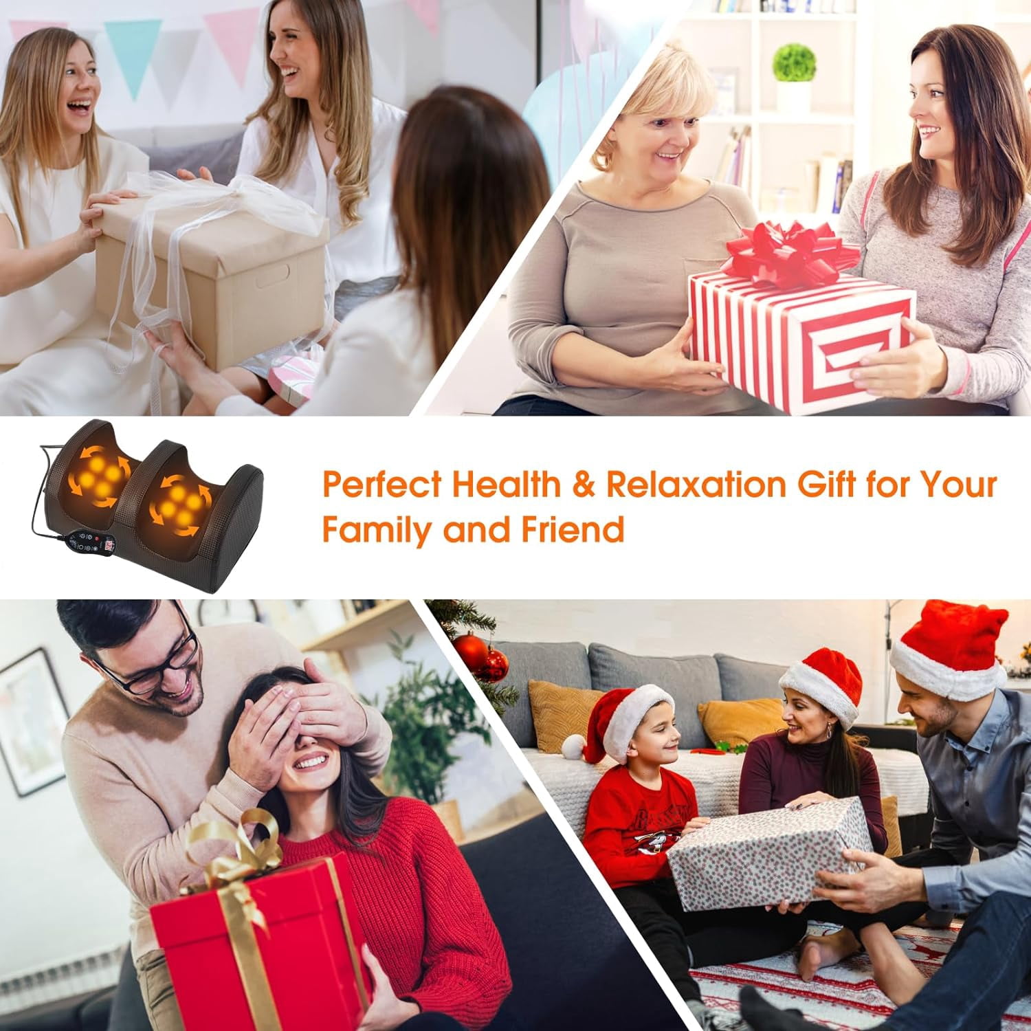 Electric Shiatsu Foot Massage Machine with Heat&Remote, Multi-Modes Foot and Calf Massager, Kneading Deep Tissue Massage, Deep Feet Massager for Promotes Blood Circulation, Best Gifts for Fmaily
