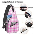 thumbnail image 4 of ZICANCN Crossbody Sling Bags for Women Men,Plaid Pink Design Casual Shoulder Backpacks for Hiking Daypacks, 4 of 9