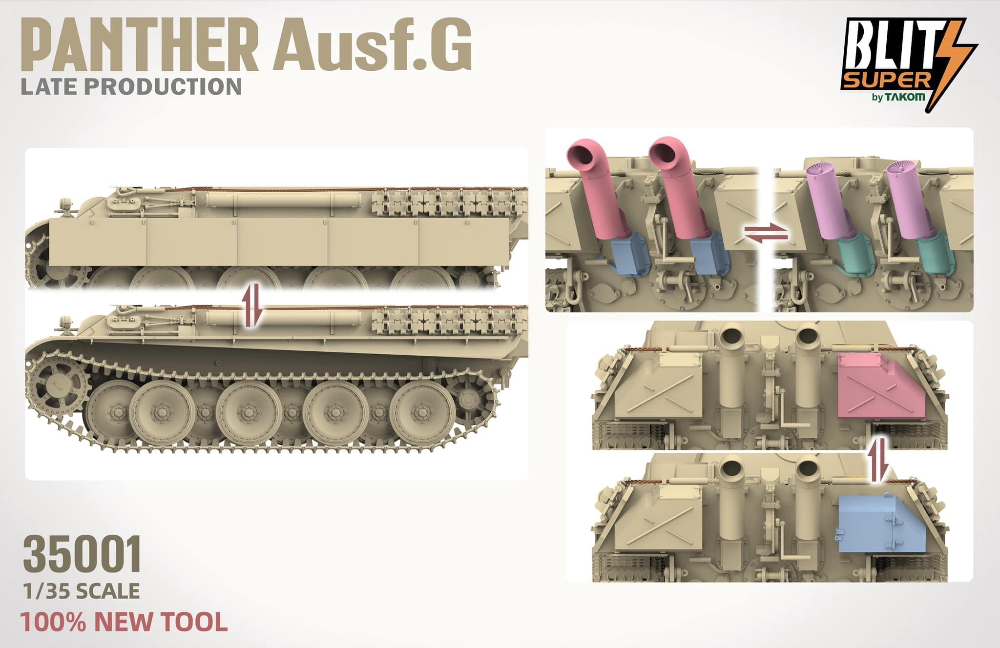 TAKOM 35001 1/35 Panther Ausf.G Late Production (Blitz Super) Model Kit
