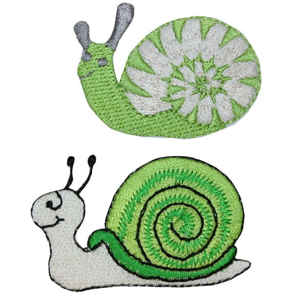 ID 0420AB Set of 2 Cartoon Snail Patches Insect Embroidered Iron On Applique