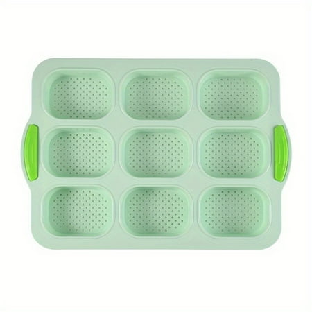 

SHZHLAIFUZB Non-Stick Silicone Mini Loaf Pan with 9 Cavities for French Bread Baking 1pc 13.19‘‘x9.25‘‘ Loaf Pan Mold - Essential Baking Tool and Kitchen Gadget for Delicious Homemade Br