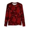 thumbnail image 3 of Babysbule Christmas Sweatshirts for Women Fashion Women's Christmas Printed Casual Loose Round Neck Long Sleeve T-shirt Tops Blouse, 3 of 4