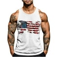 thumbnail image 2 of UVEASISHA 4th of July Tank Top Men Stretch Slim Fit Workout Shirts Big and Tall Casual American Flag Print Sleeveless Shirt Memorial Day Muscle Tank Tops White S, 2 of 5