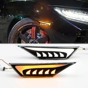 Dreamseek LED Side Marker SE33Light for 10th Gen Honda Civic 2016 2017 2018 2019 2020 2021 2022 Indicator Driving Fender Lamp with Dynamic Sequential Turn Signal Flame Type
