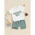 thumbnail image 2 of Bagilaanoe 2pcs Toddler Baby Boy Shorts Set Short Sleeve Letter Embroidery T Shirt Tops + Shorts 6M 12M 18M 24M 3T Kids Casual Summer Clothes, 2 of 7