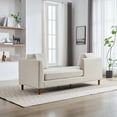 thumbnail image 6 of Beige Chenille Chaise Lounge, 77.95" Wide Modern Sleeper Sofa Couch w/ Pillows, Rubberwood Legs for Living Room/Bedroom. Comfortable &amp; Stylish!, 6 of 14