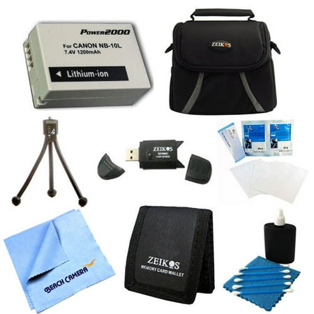 Special Loaded Value NB-10L Battery Kit For Canon Powershot SX40, SX50, G15 & G1X - Includes NB-10L Replacement Battery, Carrying Case, USB 2.0 Card Reader, Mini Tripod, 3 Card Memory Card Wallet, Clea