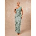 thumbnail image 6 of Womens Elegant Sage Green One-Shoulder Maxi Dress with Floral Sequin, 6 of 7