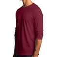 thumbnail image 4 of Men's Long Sleeve Round Neck Raglan Three Quarter Sleeve T-Shirt Top for Spring Fall Casual Style,Deep Red,3XL, 4 of 8