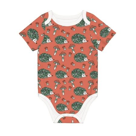 

Matuu Hedgehog Mushroom for Baby Short-Sleeve Bodysuit Soft Cotton Comfortable and Breathable Perfect for Newborns and Infants